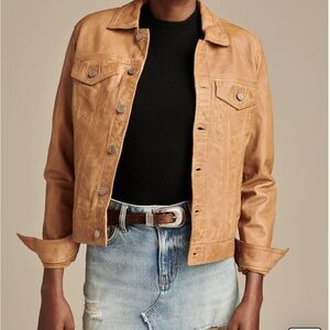 Lucky Brand Tan Leather Jacket with Modern Fit